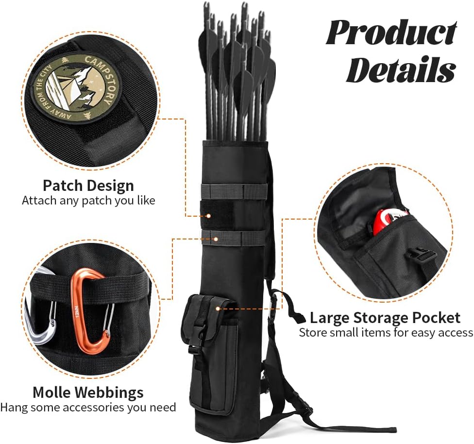 PSKOOK Archery Quiver - Lightweight Back Arrow Holder for Easy Carrying and Access