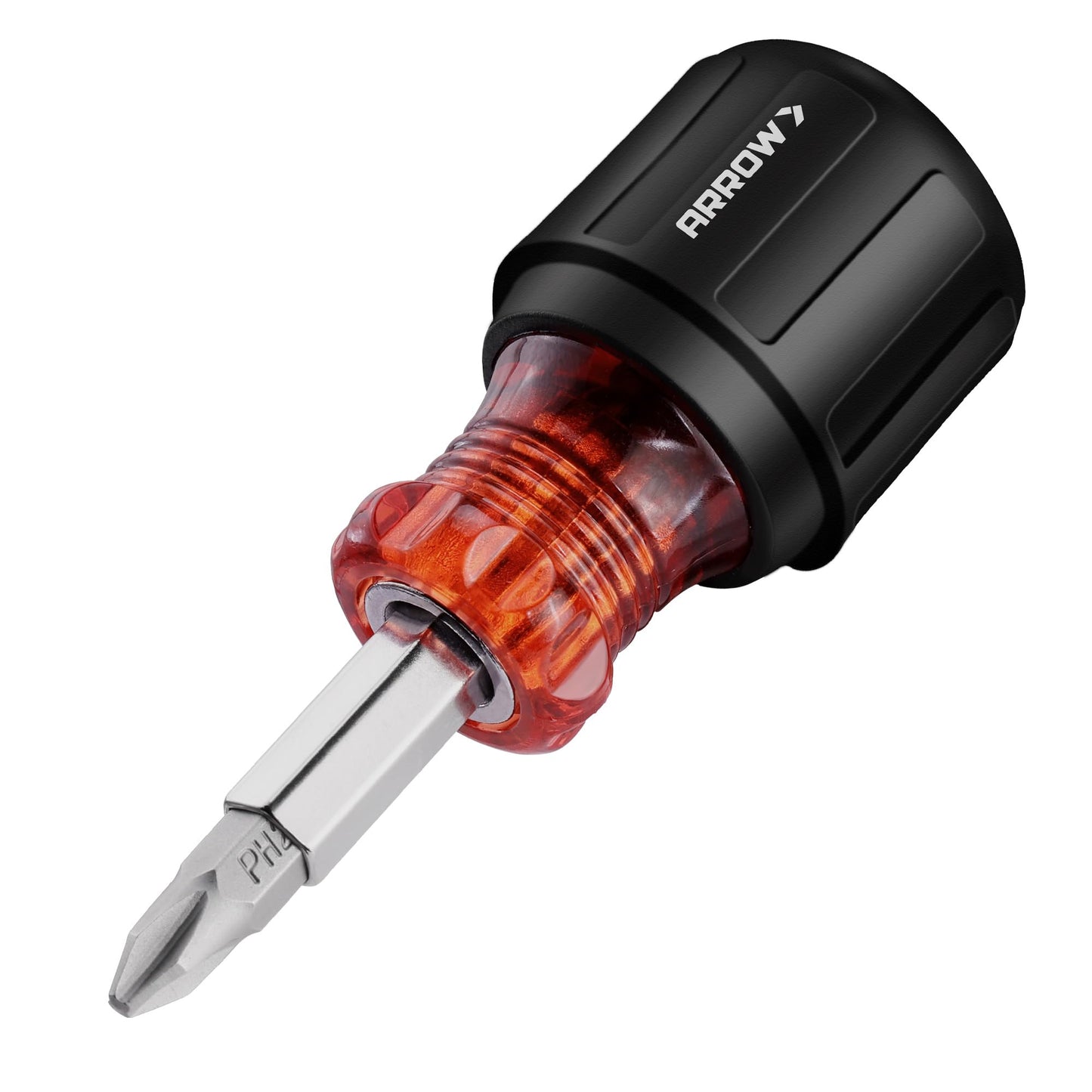 ARROW 5-in-1 Stubby Screwdriver, Multi-Bit Screw Driver & Nut Driver, Premium S2 Steel, Comfortable Grip, with Phillips, Slotted, Hex Socket, for Tight Spaces and Various Screw Tasks