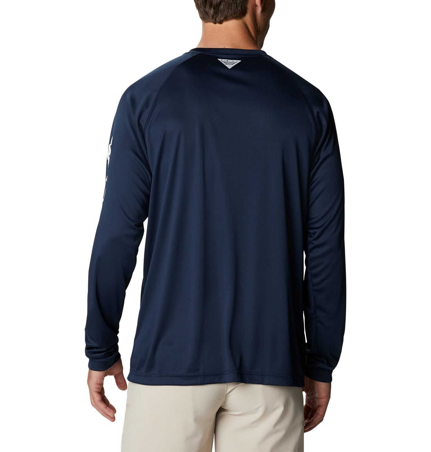 Columbia Men's Terminal Tackle Long Sleeve Fishing Shirt, Collegiate Navy/White Logo, Medium