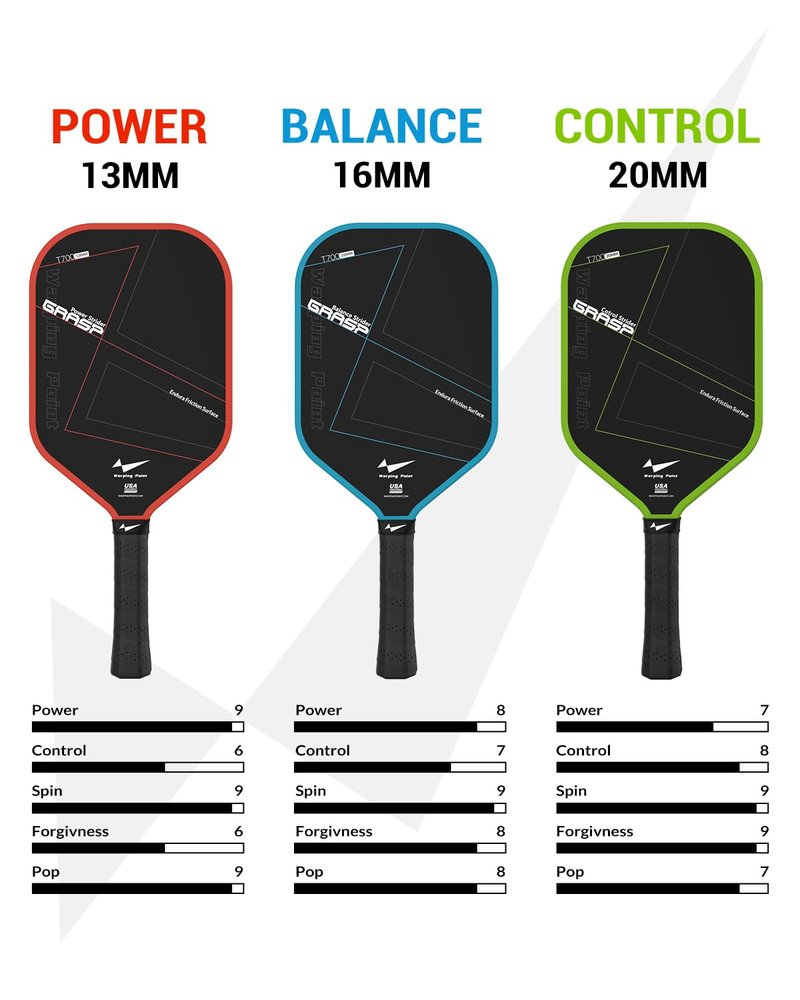 Warping Point Grasp Pickleball Paddle, T700 Raw Carbon Fiber Pickleball Racket with Endura Friction Surface,16mm Polymer Core, Edgeless Elongated Design, Ultimate Spin & Control, USAP Approved