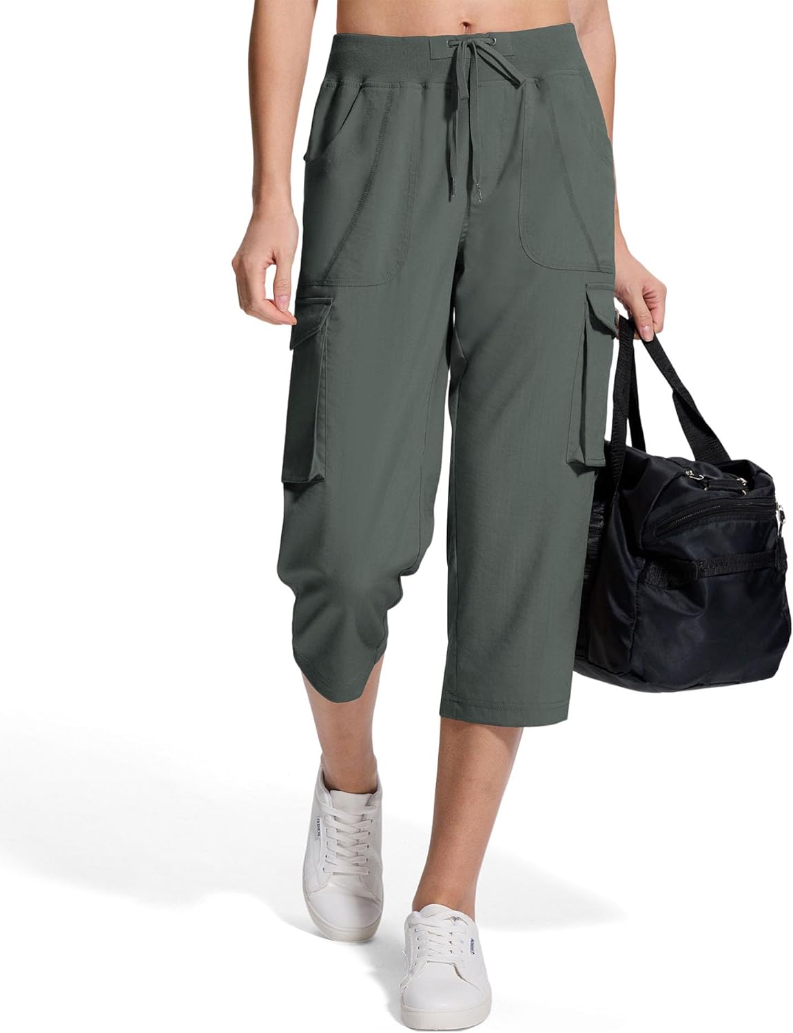 Skiennix Women's Cargo Capris Pants - Quick Dry Stretch Hiking Pants with 6 Pockets for Outdoor Adventures