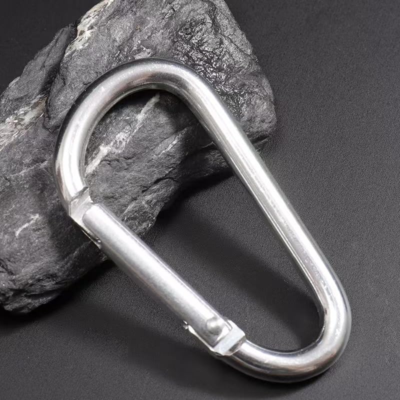3" Aluminum Carabiner Keychain Clip - Silver D Ring Set