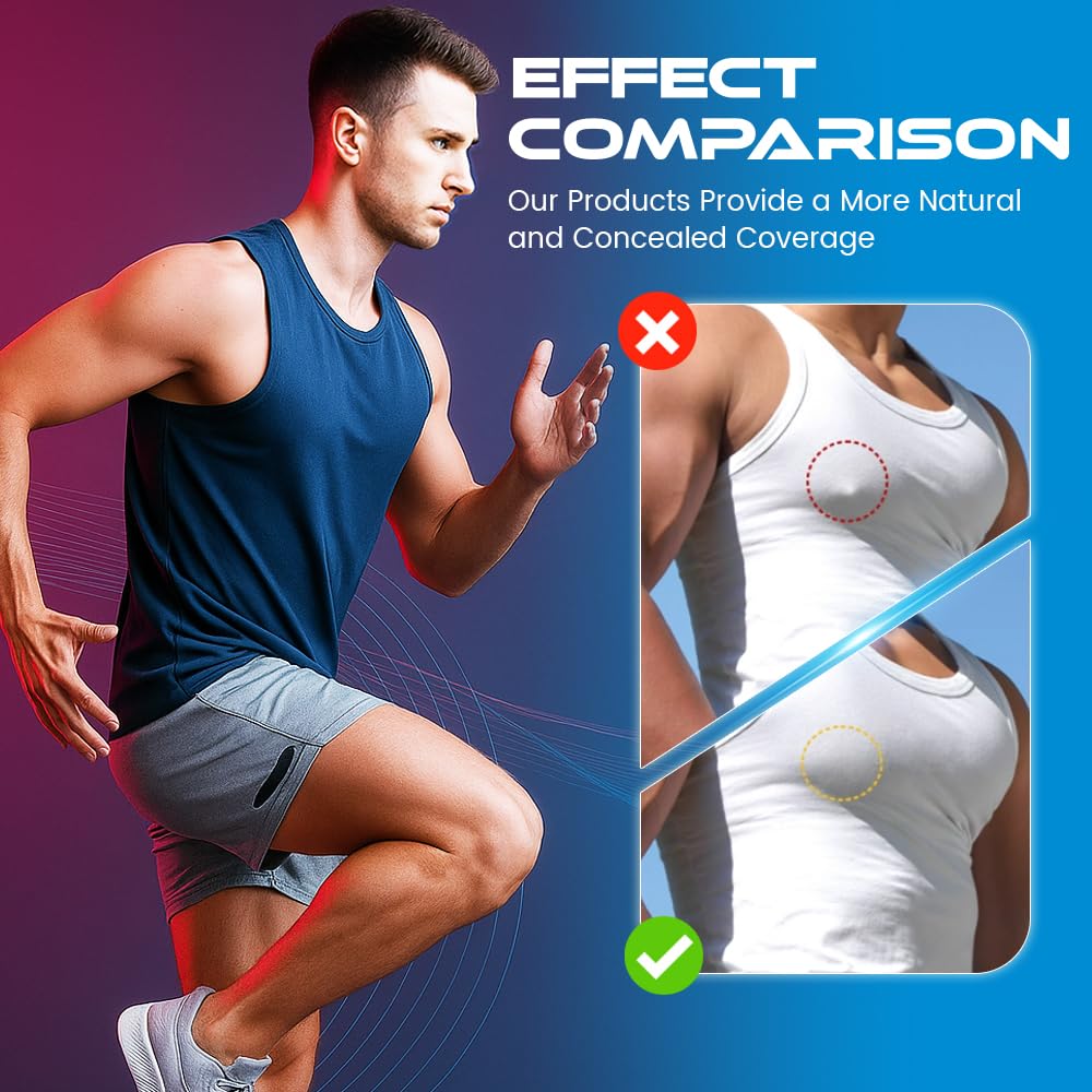 pacaocq Nipple Covers Men,120Pcs(60Pairs) Mens Nipple Covers no Show,Anti-Chafing,WaterProof,nipple tape for running men
