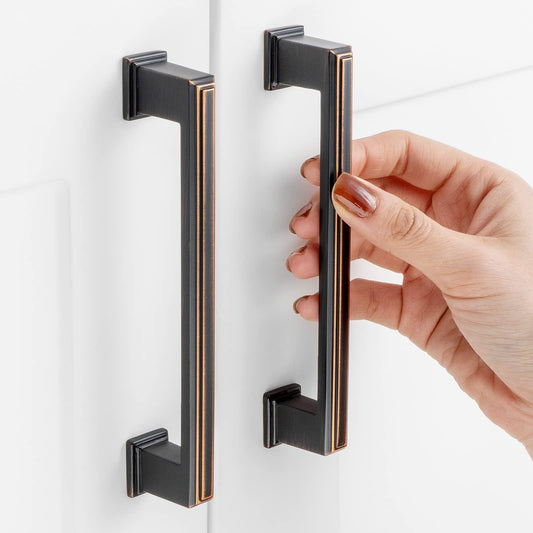 ASKANO 30 Pack 5 Inch Hole Centers, Oil Rubbed Bronze Cabinet Pulls Brushed Bronze Cabinet Handles Bronze Kitchen Hardware for Cabinets ZP2206 Drawer Bedroom Dresser Bathroom Vanity Cupboard Closet