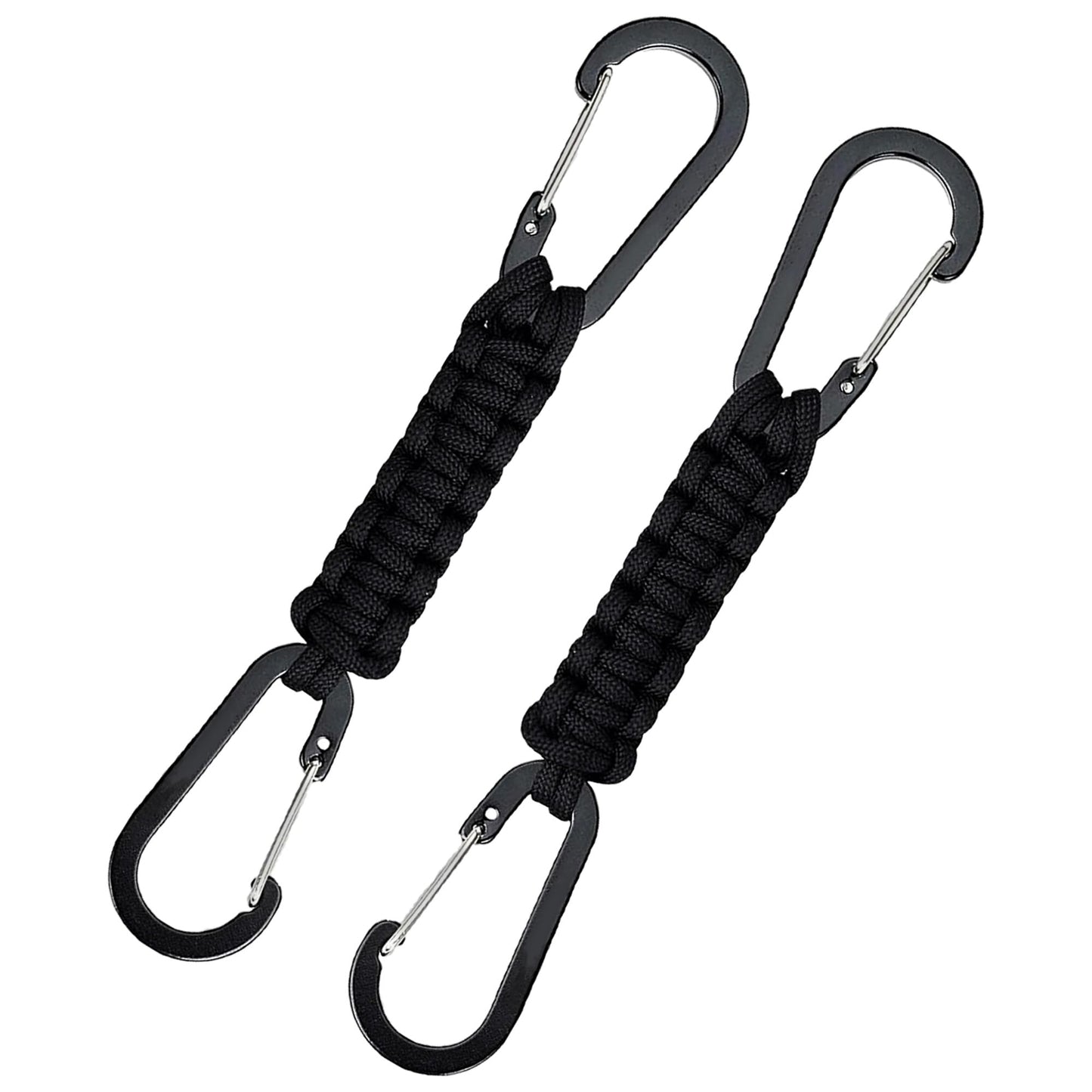 Polawind 2 pieces Keychain Carabiner Clip,D Ring Lanyard Hanger Stroller Hook carabiner keychain for Water Bottle,Key,Backpacks(black)