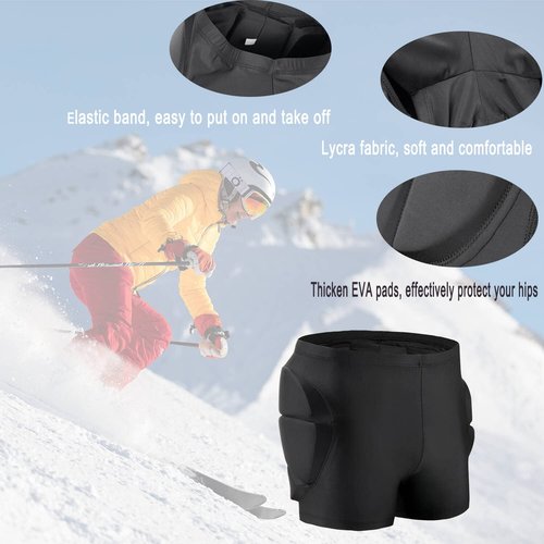 DBaoXiaoMu Kids Padded Shorts-HIPS Protective Pads Shorts for Snowboard Ski Skating Cycling,3D Protection for Butt and Tailbone Black