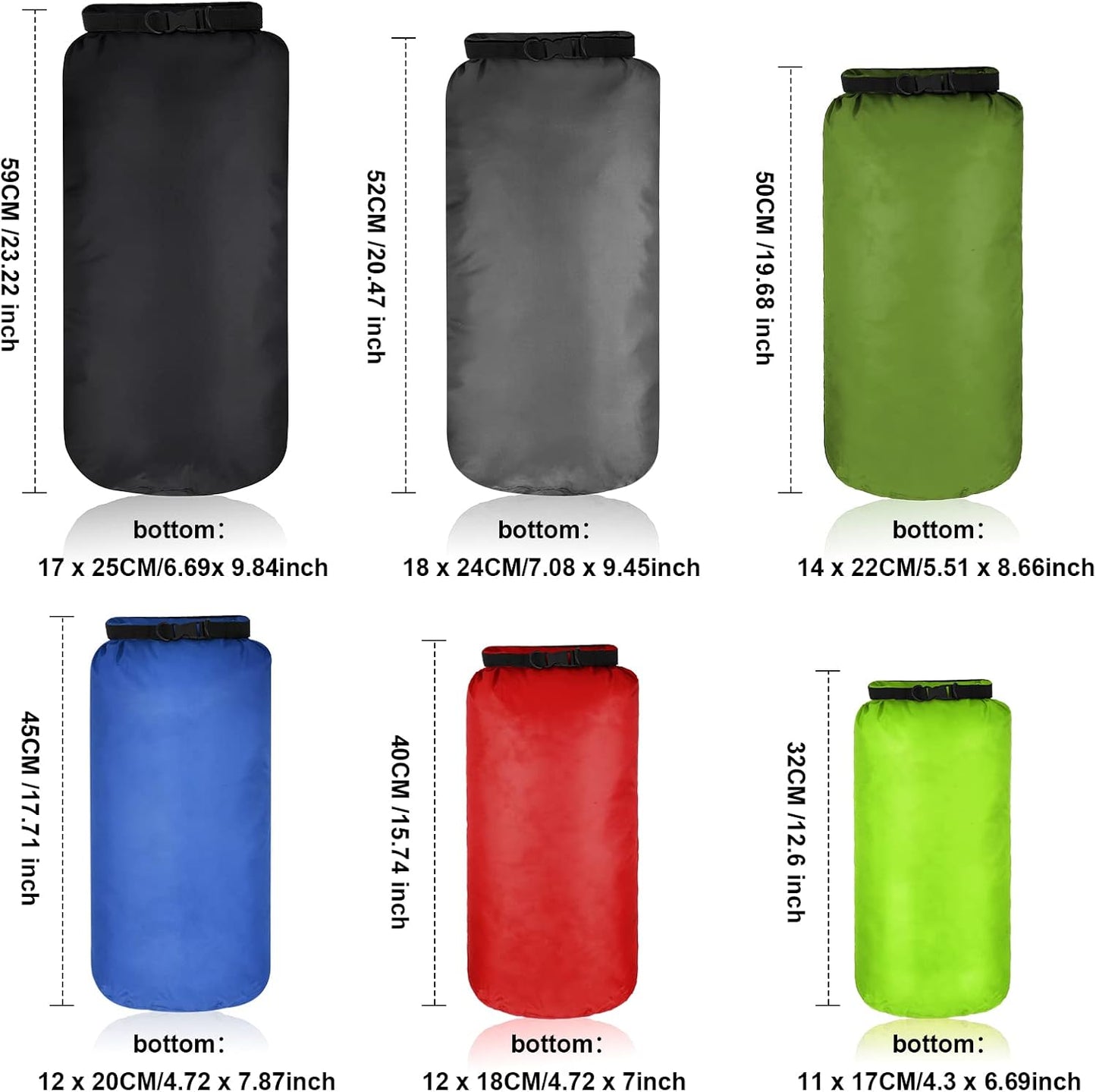 Shappy Waterproof Dry Bag Set - 6 Pcs Ultralight Stuff Sacks for Camping & Outdoor Gear | 20/15/10/8/5/3L