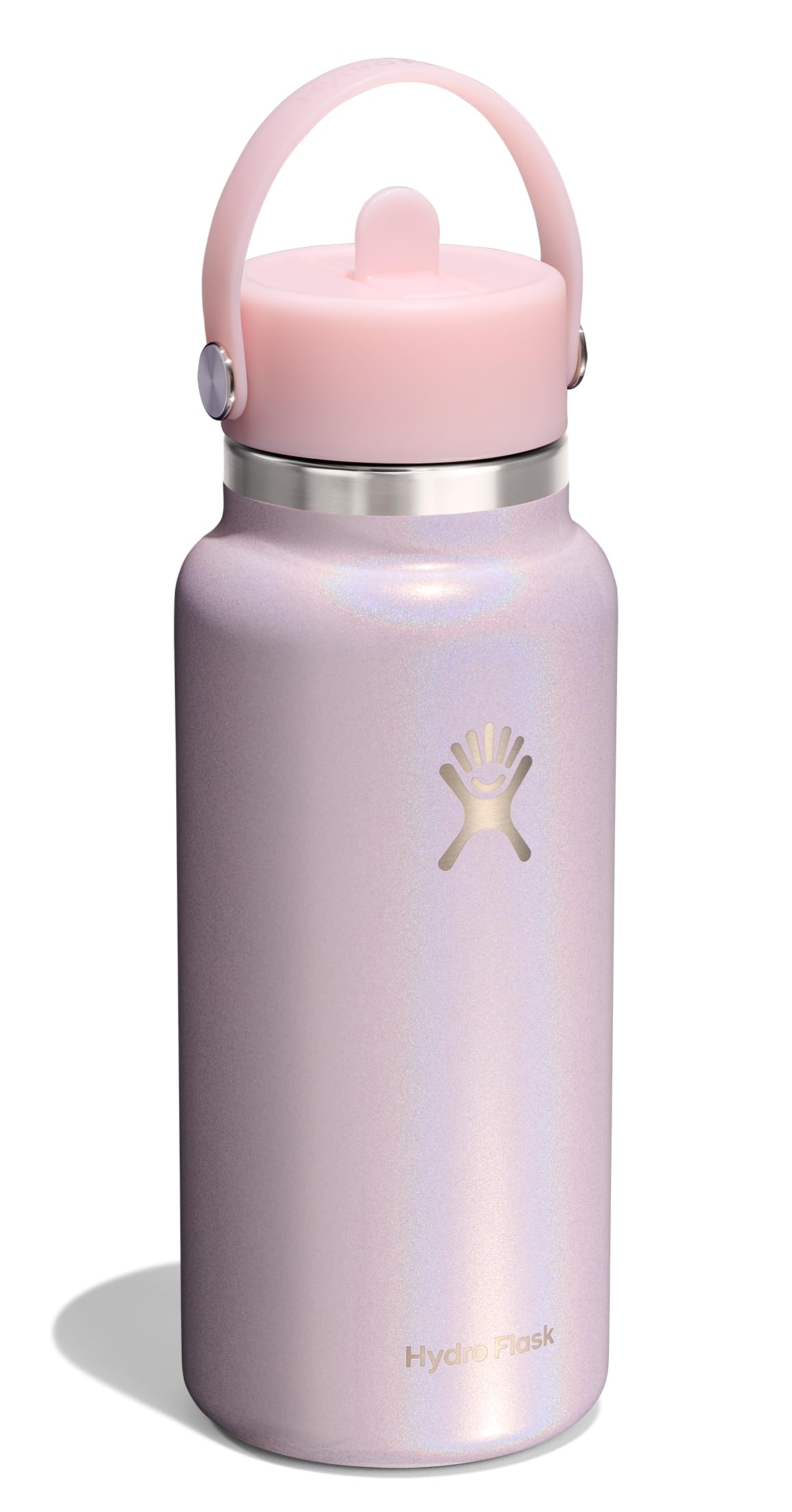 Hydro Flask Water Bottle - Insulated Stainless Steel - Wide Straw Lid, Non Spill, Leakproof in 24 Oz Glimmer Cream