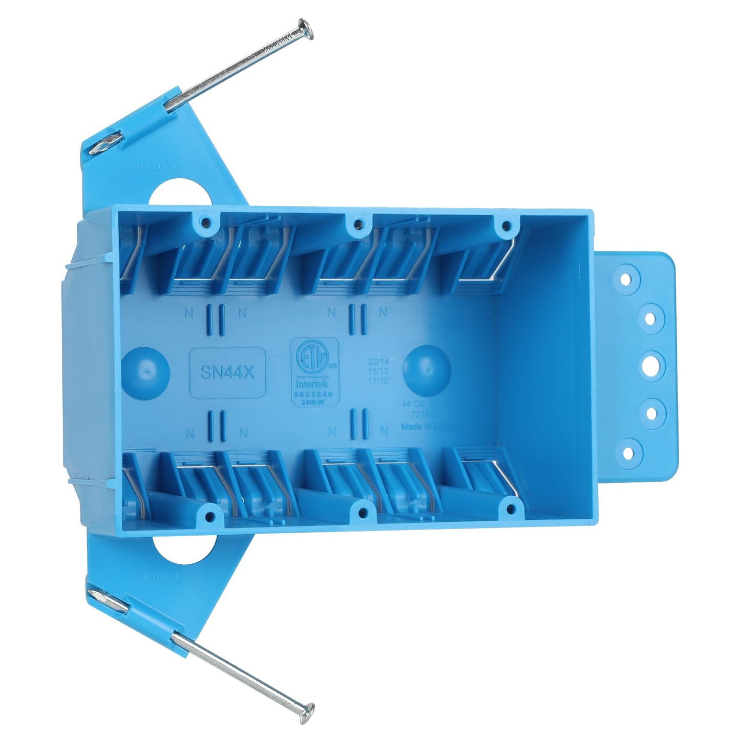XIUTE Blue 3-Gang PVC New Work Switch/Outlet Wall Electrical Box, Interior Space of 44 Cubic Inches,for The Electrical Installation of Buildings,ETL
