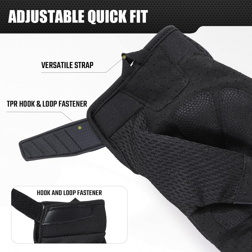 WTACTFUL Touch Screen Summer Breathable Tactical Gloves for Men Airsoft Paintball Hunting Outdoor Full Finger Gloves Black XL
