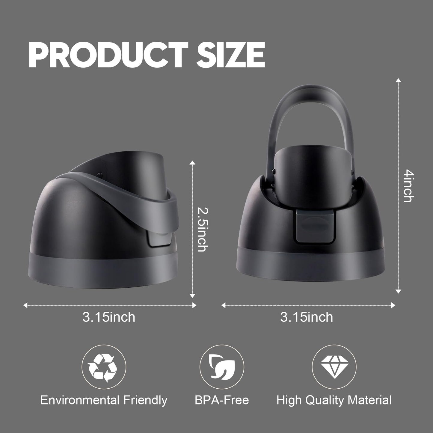 Ruzkq Replacement Lid for Owala, Compatible with Owala Cup 16oz 24oz 32oz 40oz, One Button Water Bottle Top Lid Replacement Accessory, Leakproof, BPA-Free (Black)