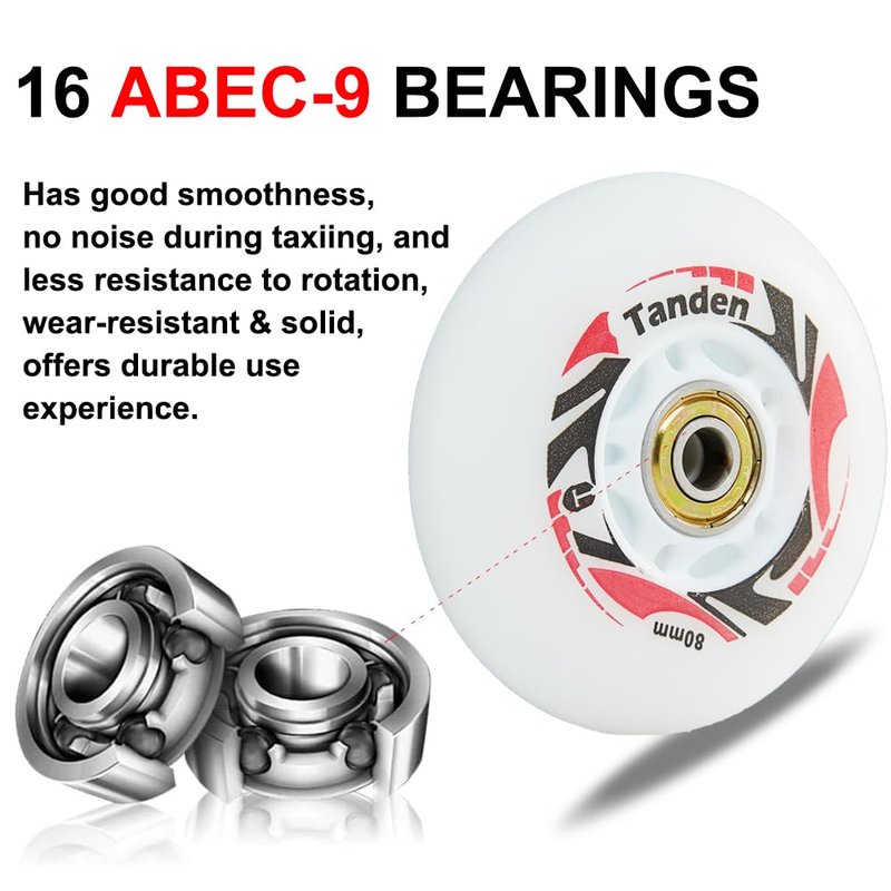 Roller Blade Wheels 70mm Inline Skate Wheels with Bearings ABEC-9, Light Up Roller Blade Wheel Inline Skate Replacement Wheels 8 Pack
