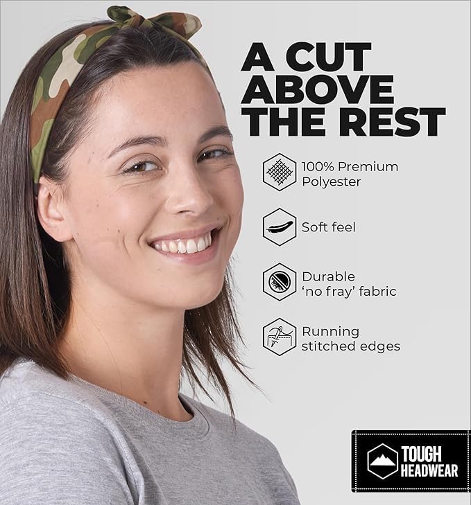 Large Cotton Bandana Headband - Versatile Headwear for Men & Women - Camo