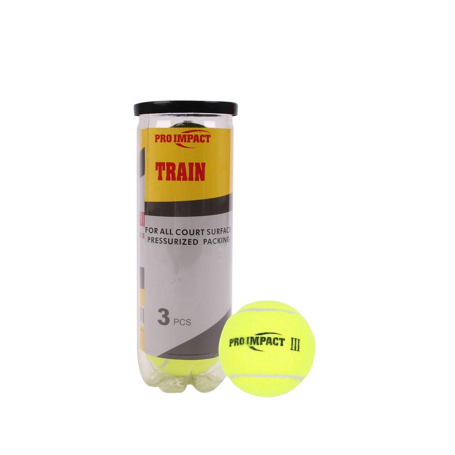 Pro Impact Extra Duty Tennis Balls – Pressurized Can of 3 – Championship Quality Balls for Hard Court, Training, Tournament & Match Play – Durable Natural Rubber for All Skill Levels