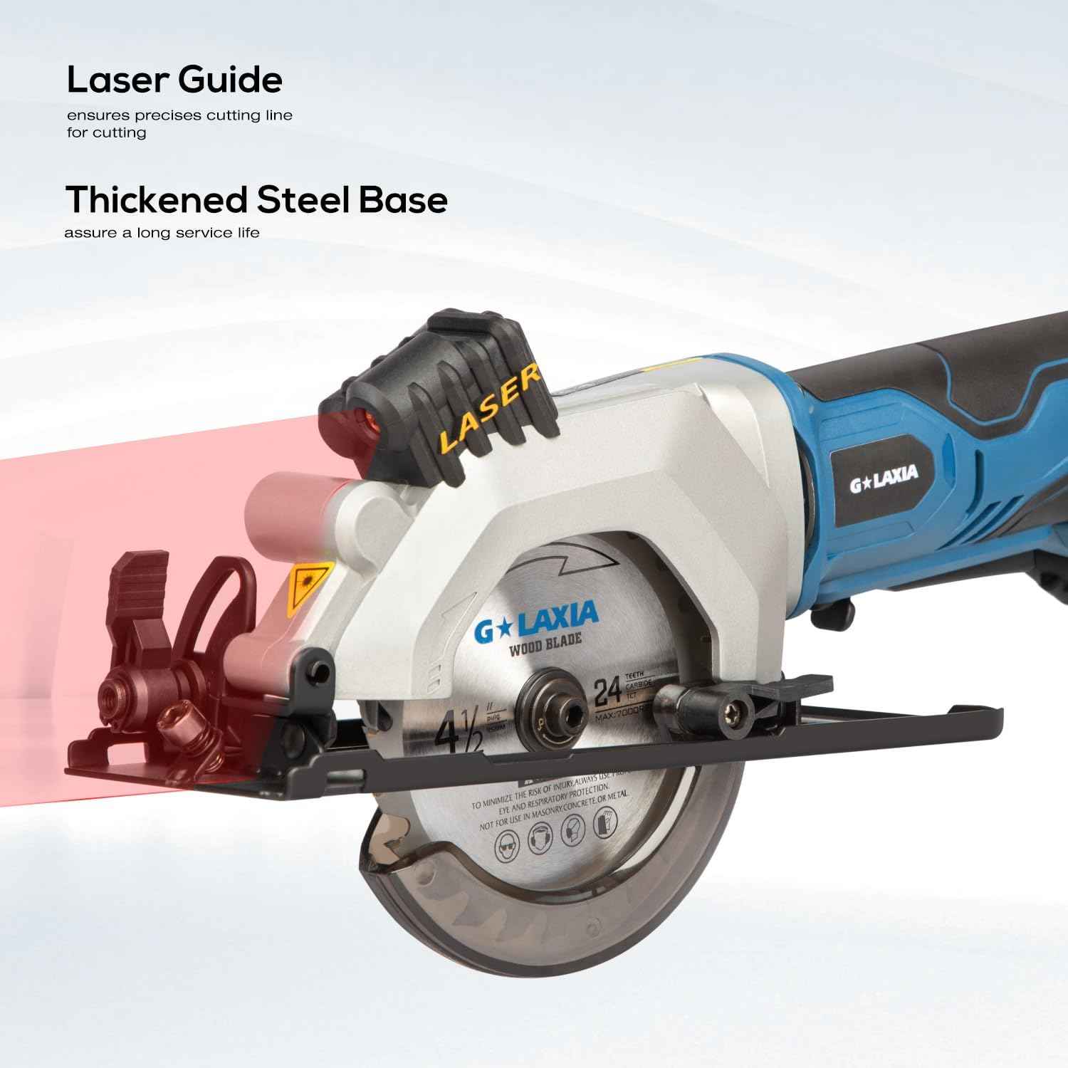 Compact Mini Circular Saw 4-1/2” with Laser Guide & 4.0A Battery - Ideal for Wood & Plastic Cuts
