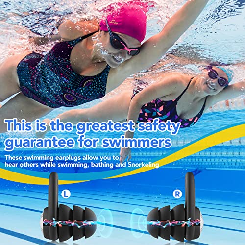 Swimming Ear Plugs - 2 Pairs Silicone Waterproof Earplugs - Black