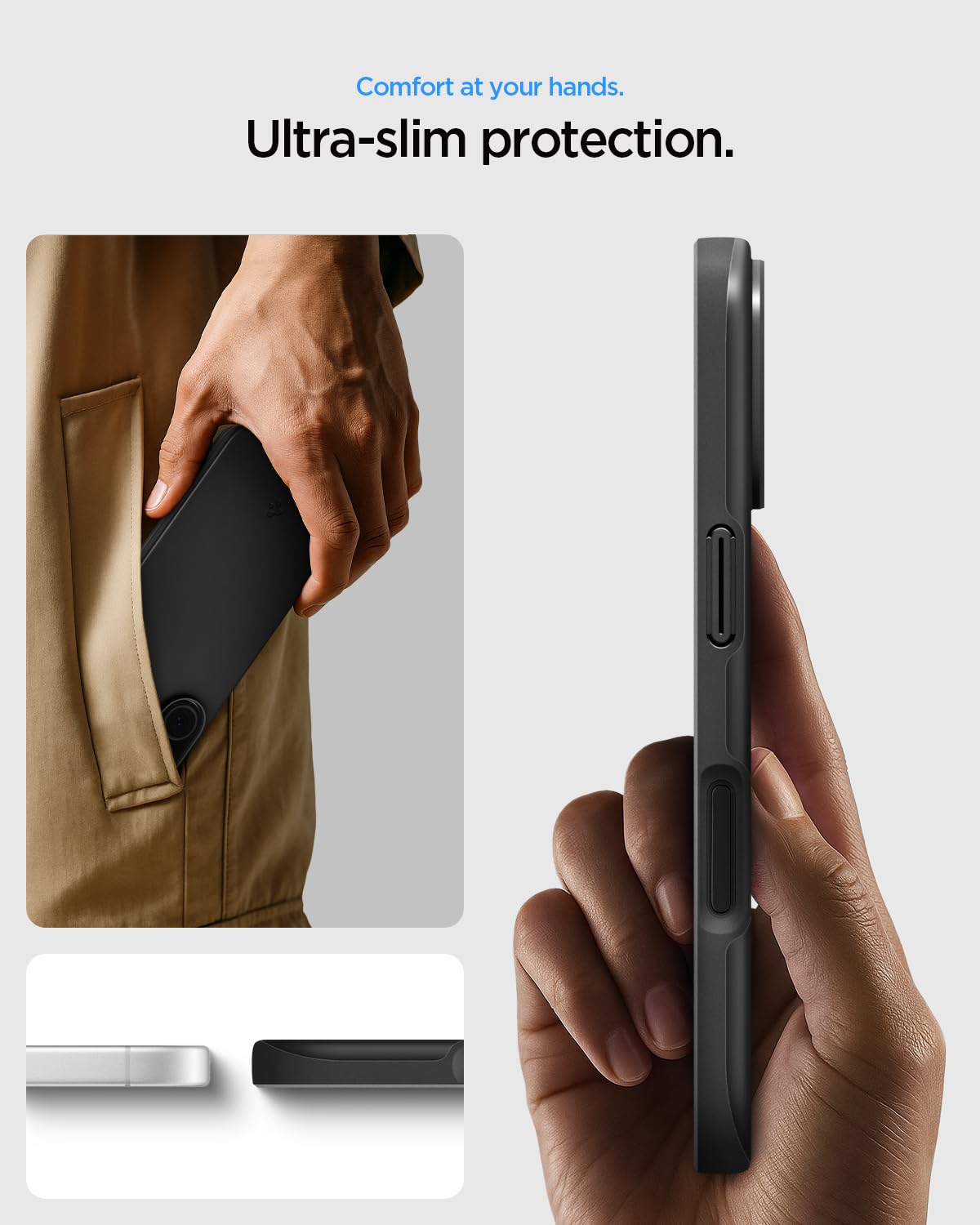 Spigen for iPhone 17 Case, Thin Fit MagFit [TPU Covered Camera Control] [Compatible with MagSafe] - Black
