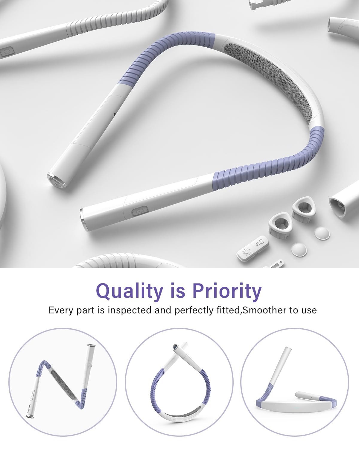 Vekkia LED Neck Reading Light Rechargeable, Book Light for Reading in Bed, 3 Colors & 5 Brightness Adjustable, Long Lasting. Great for Knitting, Camping & Repairing