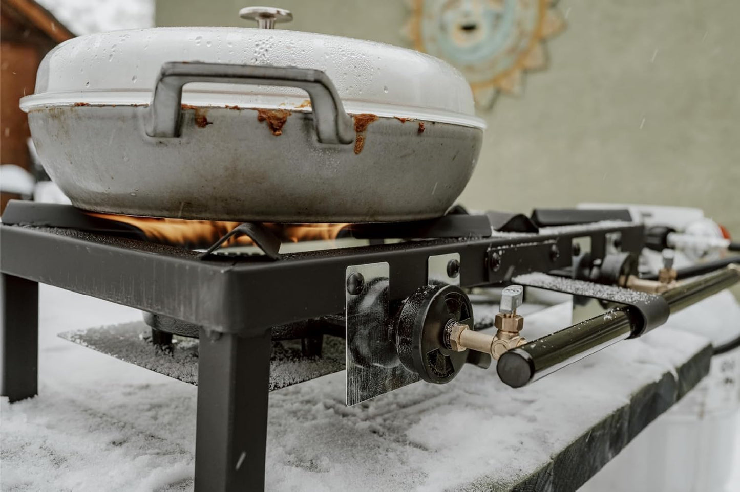 GasOne High Pressure Double Propane Burner - Outdoor Cooking with Heat Shield and Guard – Propane Burner Head for Camping, Tailgating, Seafood Boil, Home Brewing - Patent Pending