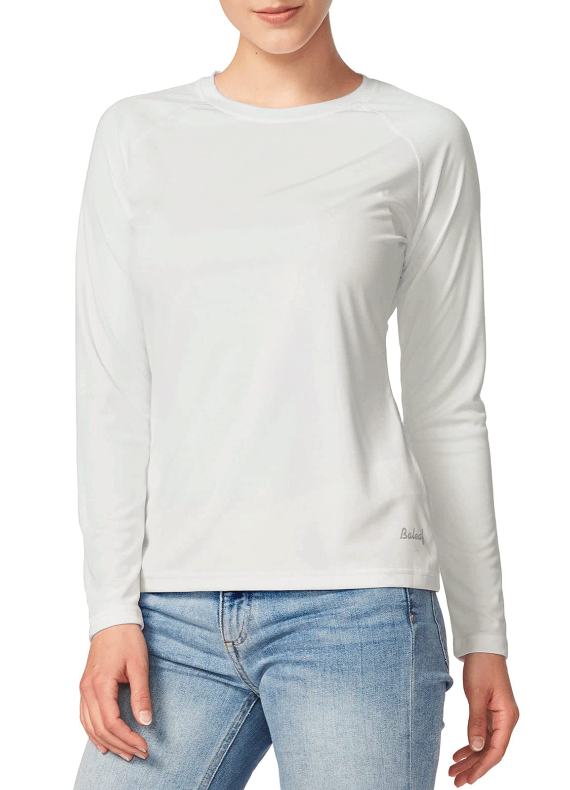 baleaf Womens UPF 50+ Sun Shirts Long Sleeve UV Protection Quick Dry Breathable Lightweight Rash Guard Hiking Workout A01-white S
