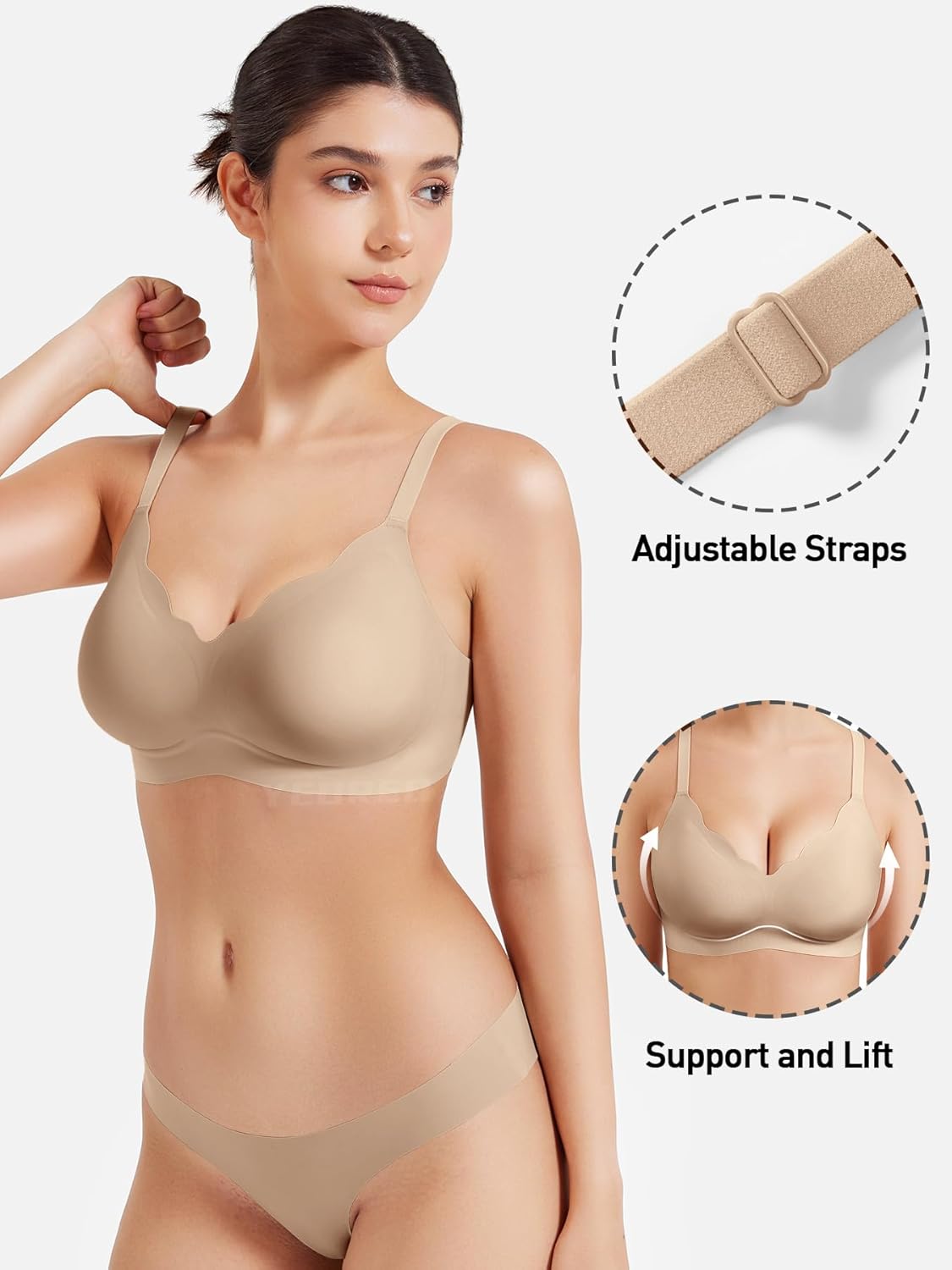 YEOREO Wireless Push-Up Bra - Full Coverage Seamless Bralette for Ultimate Comfort & Support