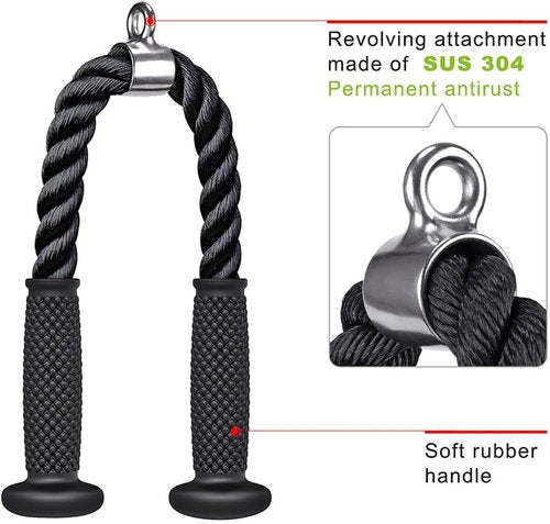 Kipika Tricep Pull Down Attachment - Essential Cable Machine Accessory for Home Gym | Durable Design