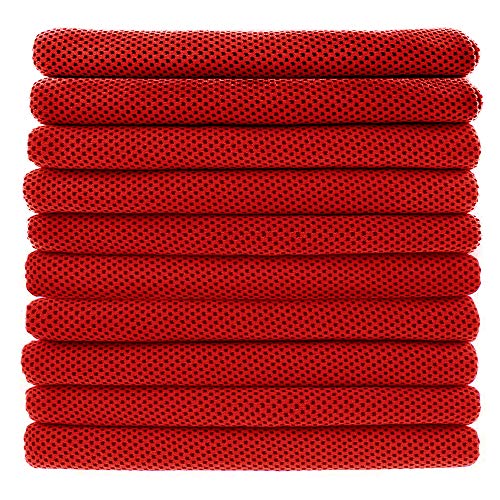 Cooling Towels 10 Pack - Microfiber Neck Towel Set - Red