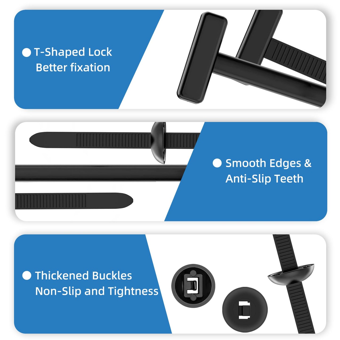 100PCS Nylon Universal Cable Tie Buckle - Grip Auto Zip Tie Buckles,Multipurpose Heavy Duty, Self-Locking Zip Tie with Pin & Button Design,UV-Resistant Fasteners for Car Repair