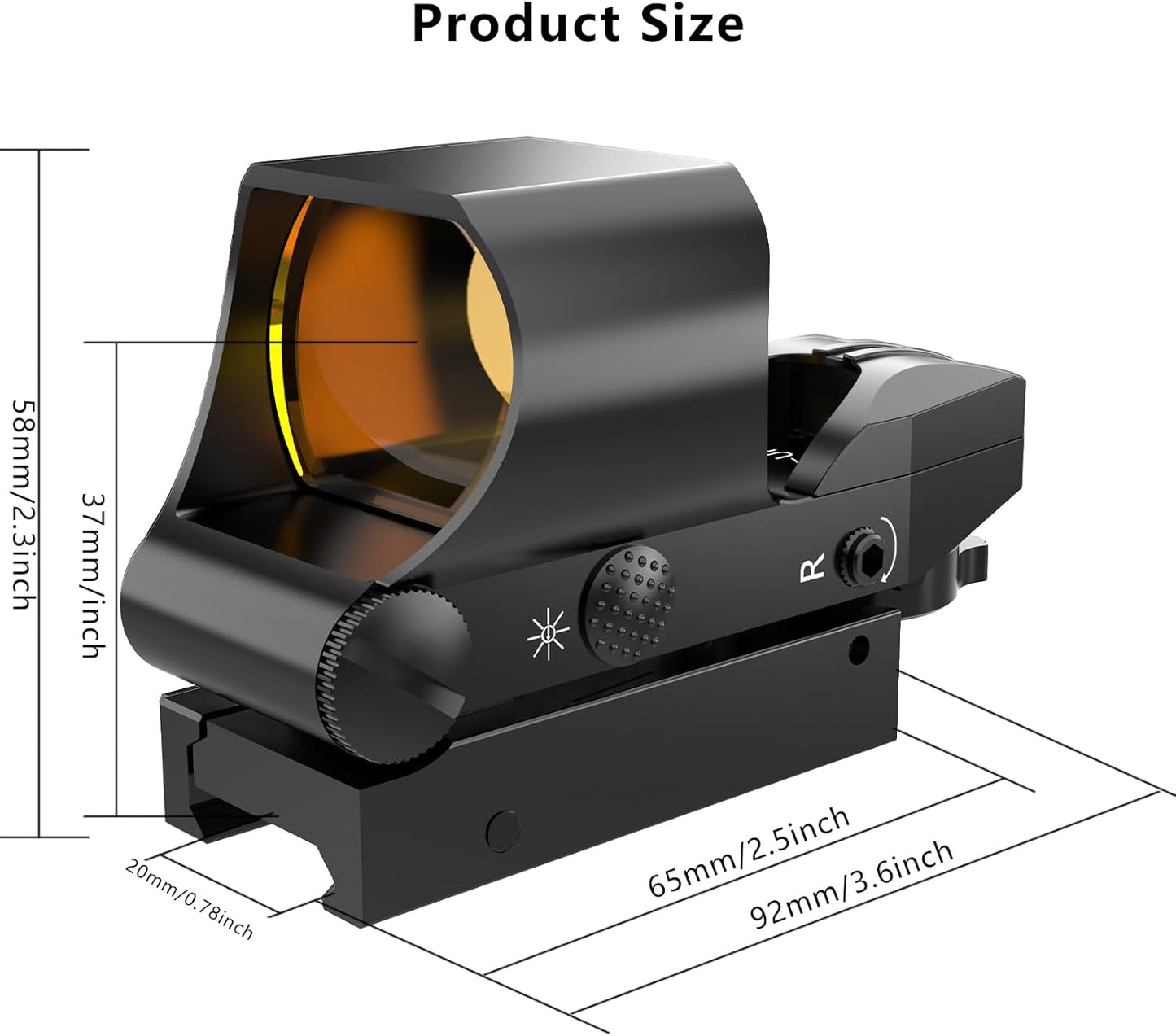 Reflex Sight | 40mm Red Dot Sight with 4 Multi-Reticle Options for Picatinny Rail
