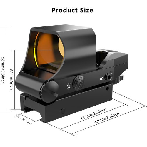 Reflex Sight, 40mm Red Dot Sight, 4 Multi-Reticle Red Dot Sight for Picatinny Rail, red dot scopes, Absolute Co-Witness