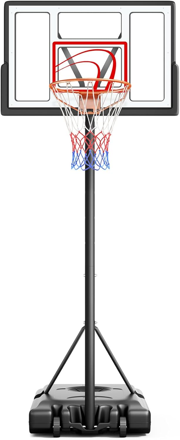 TONBUX Adjustable Basketball Hoop - 10FT Portable Goal with 44-Inch Backboard for Kids & Adults