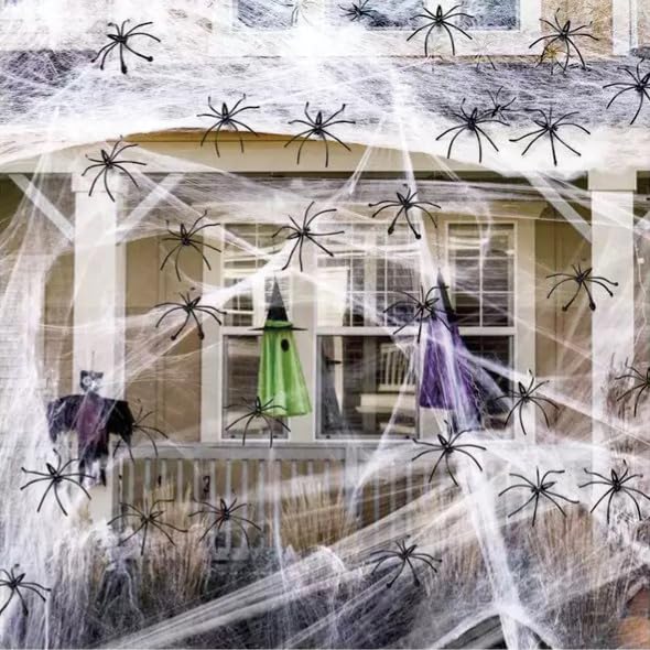 Halloween Spider Web Decoration - 100G Spider Silk + 30 Spiders