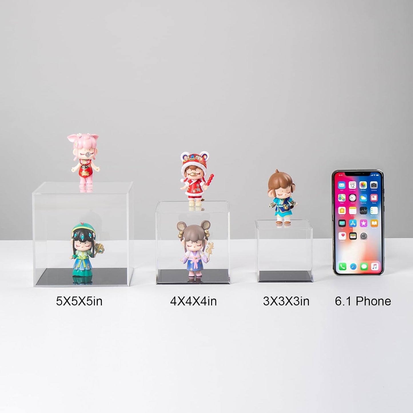 Skiennix Clear Acrylic Display Box - Dustproof Storage Organizer for Collectibles | 3x3 Inch