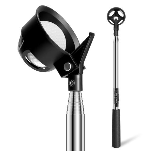 VIMPSEY 9Ft/12Ft/16.3Ft/20Ft Golf Ball Retriever for Water Telescopic, Stainless Steel Ball Retriever Tool Golf Ball Grabber (12Ft)