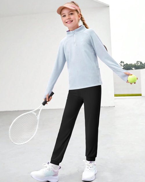 HASMES Girls Joggers Kids Athletic Pants with Pockets Active Pants for Running Yoga Dance Activewear Navy