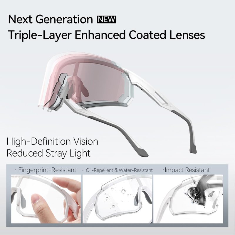 VIKISOIO Photochromic Cycling Glasses,UV400 TR90 Frame Riding Running Baseball Fishing Driving for Men Women 24922-C281