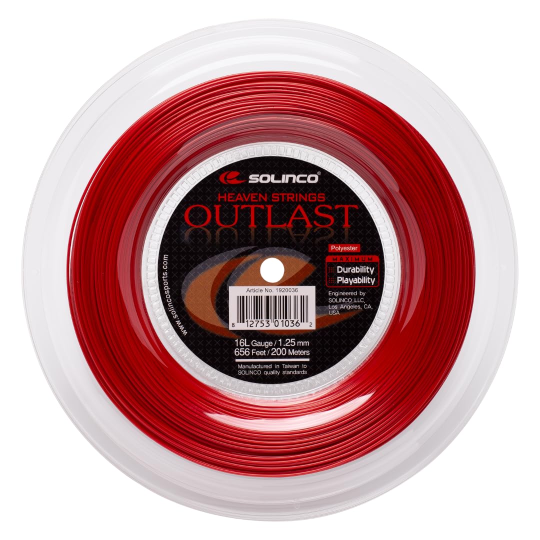 Solinco Outlast Co-Polyester Tennis String Reel 656 ft / 200 m – Maximum Durability, Control & All-Court Playability – TruTension Technology, High-Performance Polyester 18
