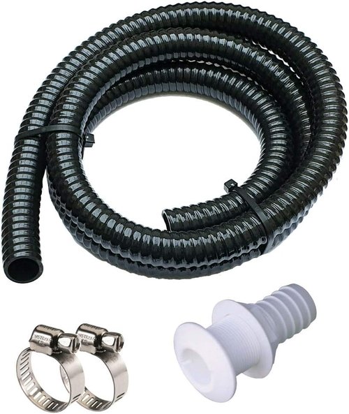 Bilge Pump Installation Kit - Premium 6 FT Kink-Free Flexible PVC Hose | Includes 2 Clamps & Thru-Hull Fitting
