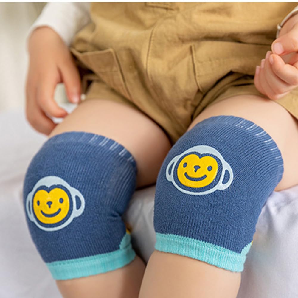 TAMHOO Baby Knee Pads for Crawling 6-24 Months, 8 Pairs with Animal Designs (Monkey/Dinosaur/Pig/Elephant/Cat/Rabbit/), Anti-Slip Silicone Protection,Breathable Toddler Knee Protectors