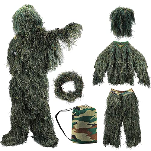 ZORVEM Kids Large Ghillie Suit Camouflage Hunting Apparel for Youth & Teen