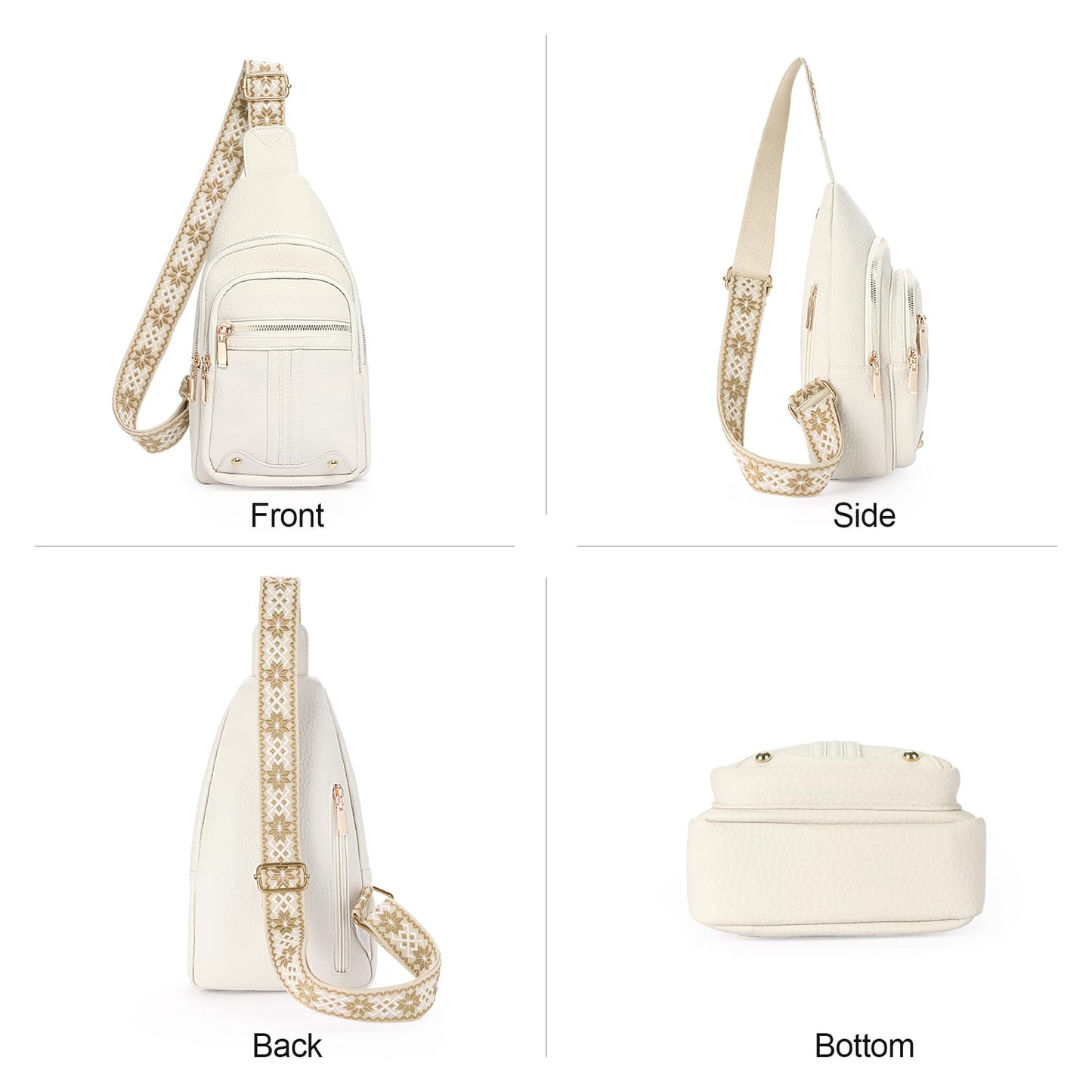 GAEKEAO Sling Bag for Women, Leather Crossbody Bags Fanny Packs for Women Cross Body Bag, Womens Small Crossbody Purse Chest Bag for Travel