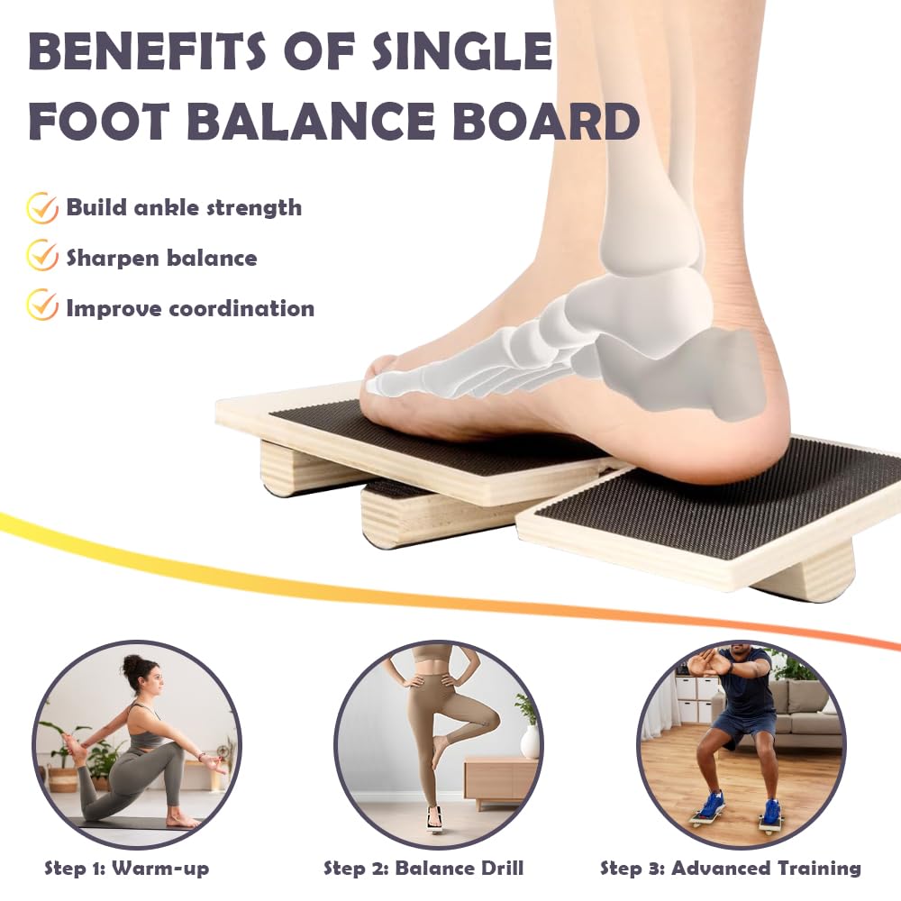 Ankle Balance Board for Stability & Strength Training – Single Leg Balance Board Wobble Board Balance Trainer for Ankle Strengthener, Axis Board for Home Gym, Rehab & Athletic Training