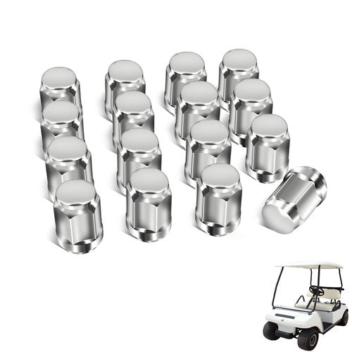 DRIVE UP Golf Cart Wheel Lug Nuts, Chrome Golf Cart Lug Nuts for EZGO Club Car G&E Models, 16 Packs (1/2-20 Size, Silver Modified Style) Replaces OEM 1010984 14723-G1