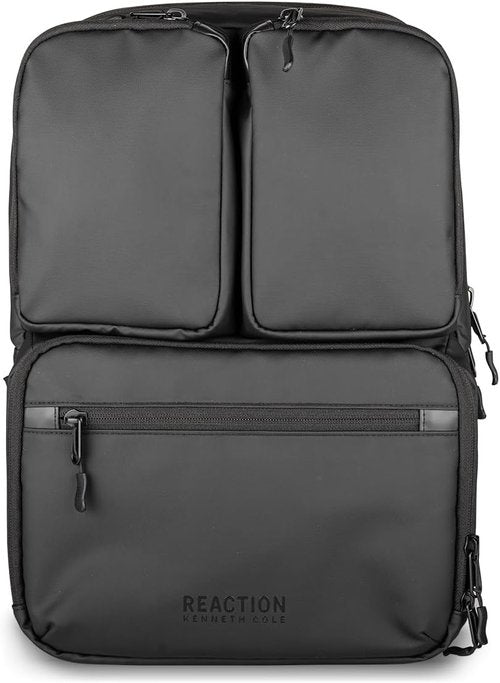 Kenneth Cole REACTION Travel Laptop Backpack - 17-Inch Coated Polyester, Stylish Black Design