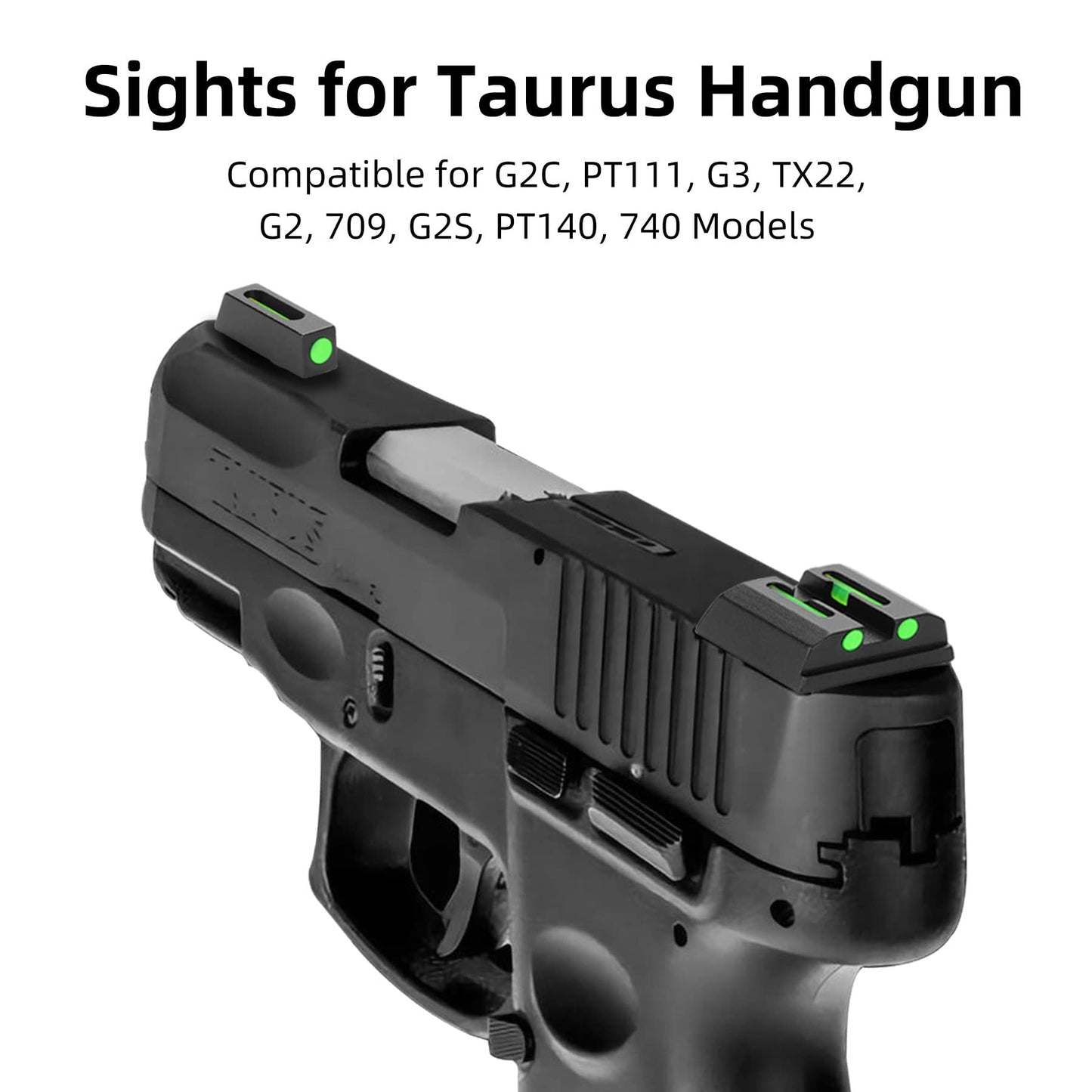 TRSAIM No-Tritium Fiber Optic Red/Green Sights for Pistol Taurus G2C, PT111, G3 w/o, TX22, G2, 709, G2S, PT140, 740, Taurus G2C Accessories Sights Set, NOT for G3C (Green Dot)
