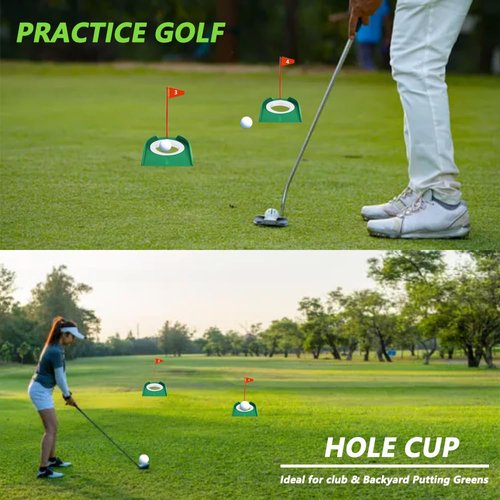 LOOEEL 4 PCS Golf Putting Cup Golf Hole Training,Suitable for Teenagers and Adults Hole Training with Plastic Flags Putting Cup,Used for Indoor and Outdoor Practice.