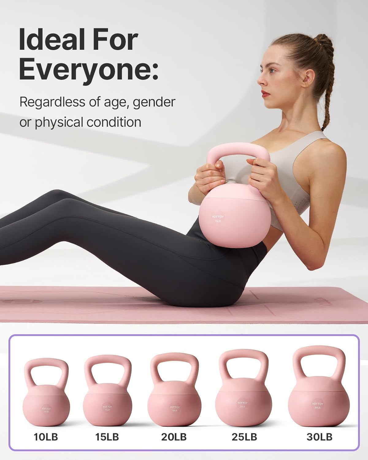 YOTTOY Soft Kettlebell - Anti-Slip Grip Weight for Safe Home Workouts | Perfect for Strength Training