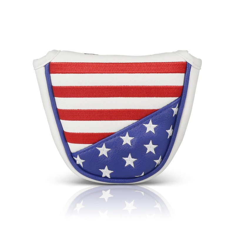 USA Stars and Stripes 2 Ball Golf Mallet Putter Covers for Odyssey Scotty Cameron Magnetic Golf Club Headcovers Durable Soft Embroidered Head Covers for Heel-Shaft Putter