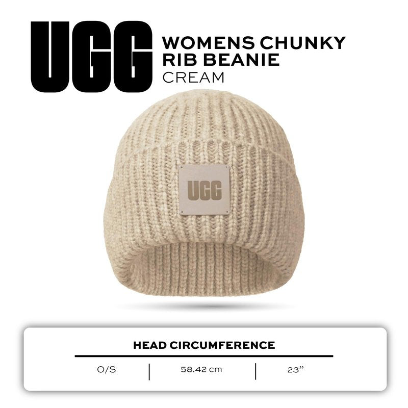 UGG Womens Chunky Rib Beanie Cream One-Size
