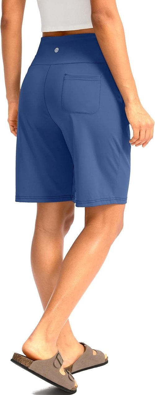 G Gradual Women's Bermuda Shorts - High Waisted Knee Length with Pockets for Athletic Walking
